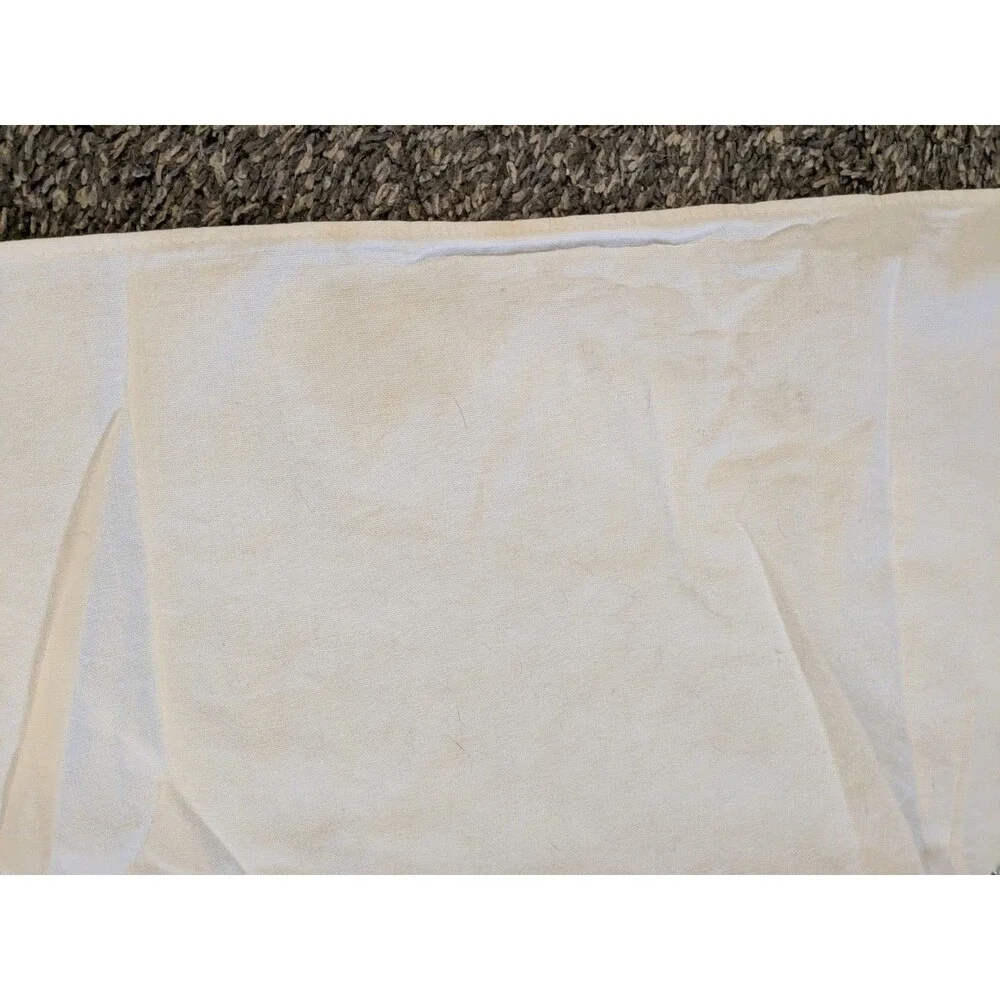 Vintage 50s Rectangle Christmas Tablecloth MCM Cotton Bells Trees  Candles *Flaw